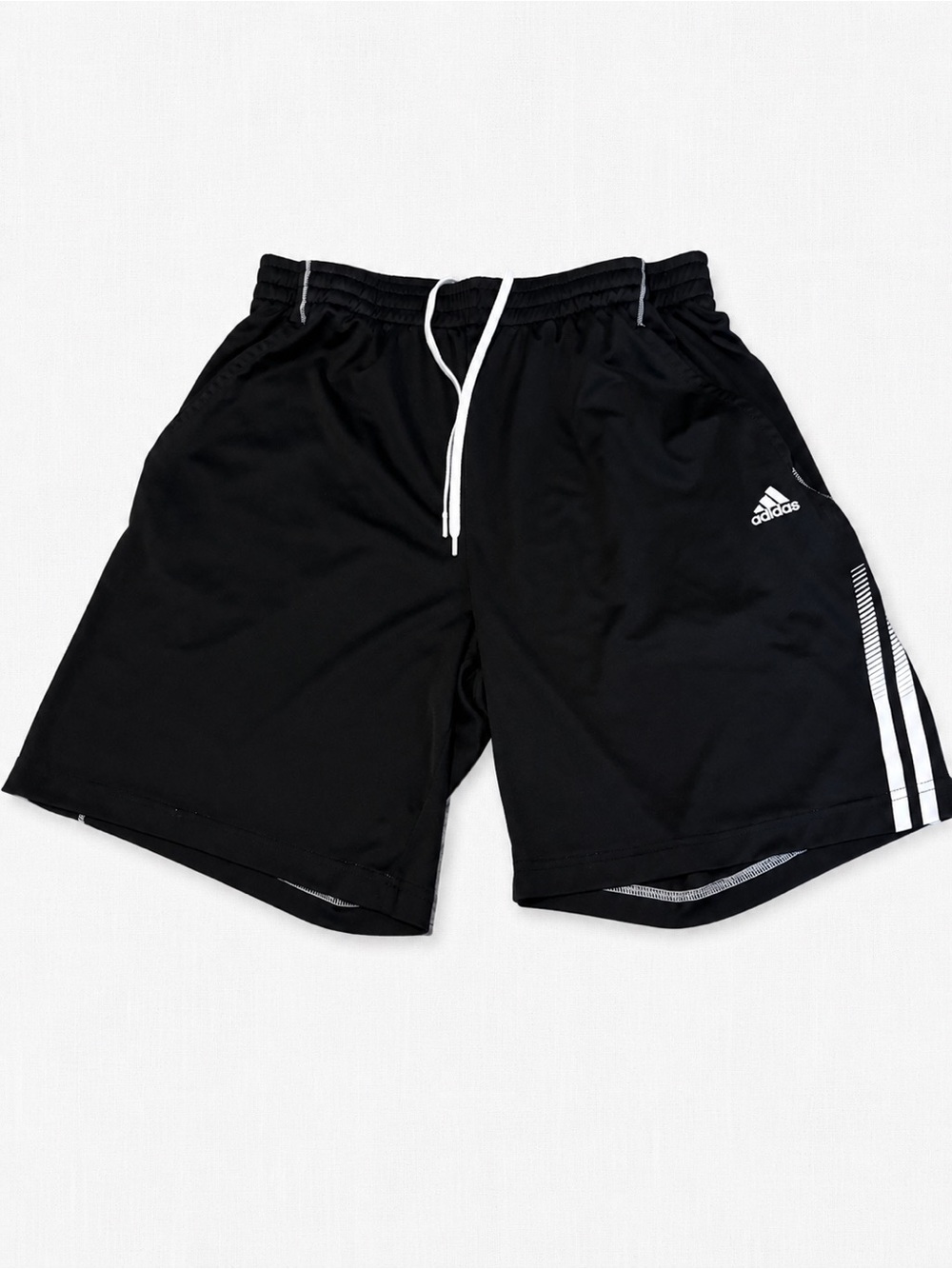 adidas Black Athletic Shorts with White Stripe Accent